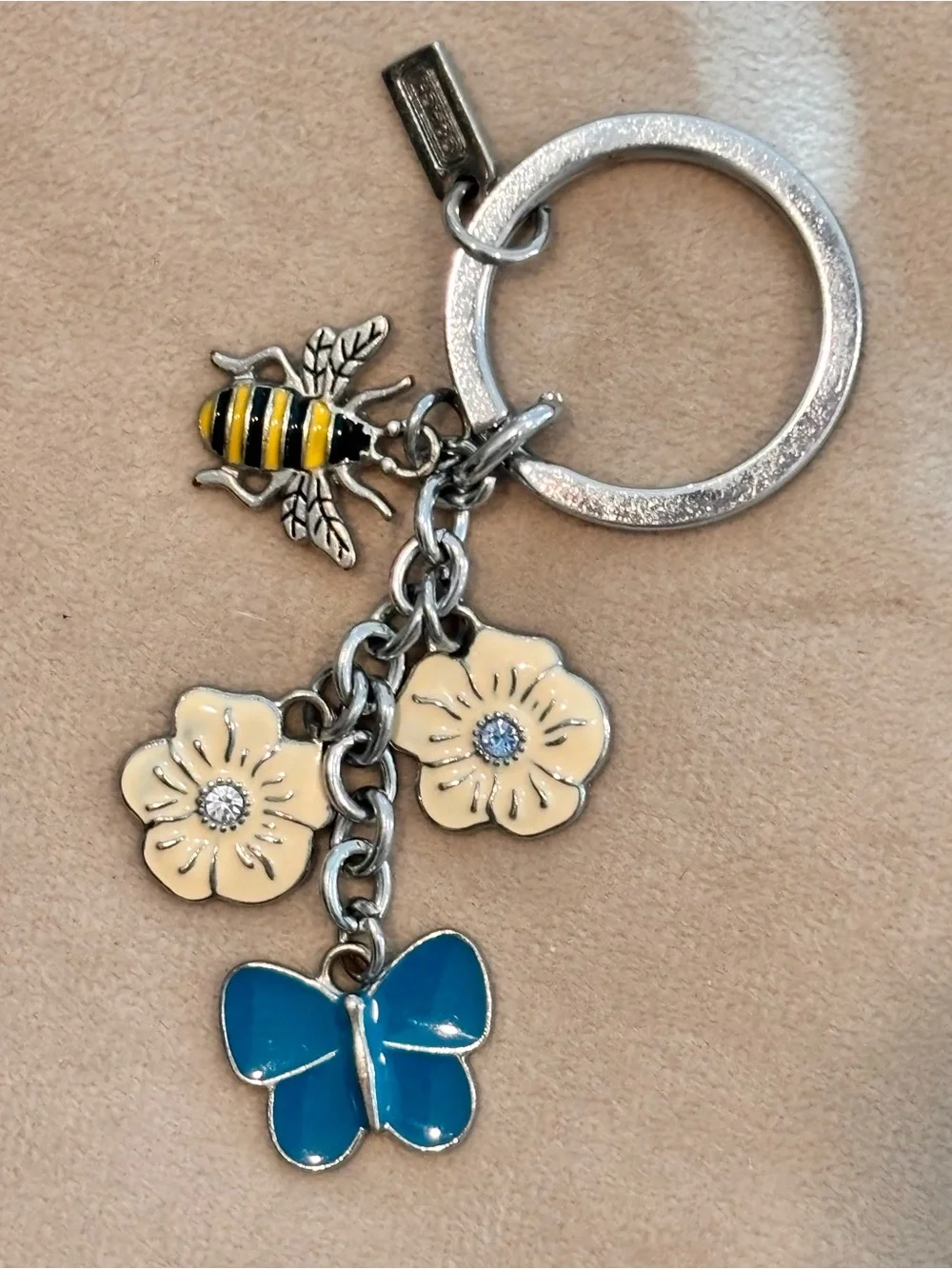COACH Vintage RARE Bee, Flower & Blue Butterfly Charm Keychain Bag Charm - Picture 5 of 7